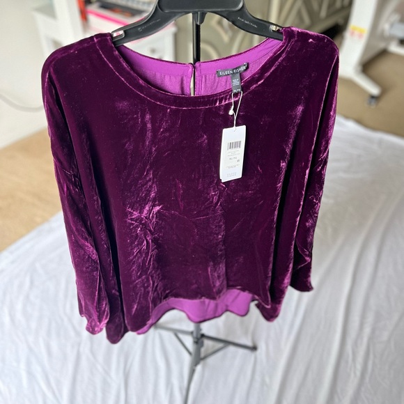 NWT Eileen Fisher XL, deep plum, drape Velvet top, New - Picture 4 of 12